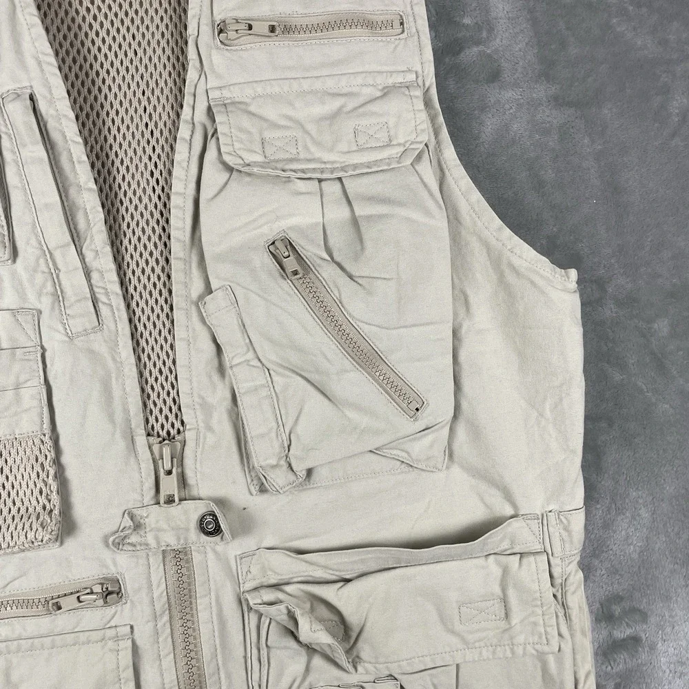Vintage Banana Republic Safari Vest Mens XS Tan Utility Multi Pocket Fishing 90s